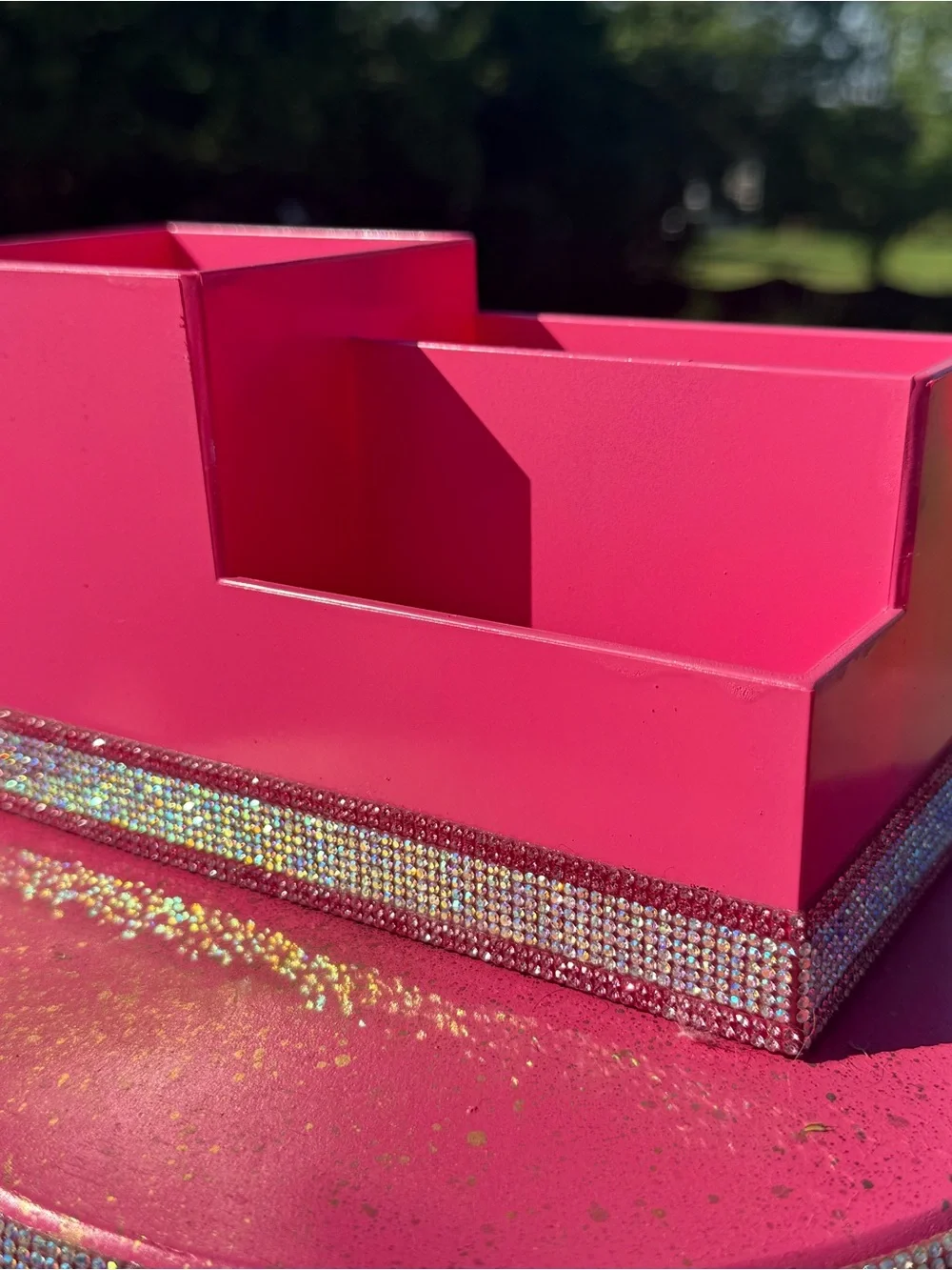 15 piece set-Hot Pink “Barbie Theme” vanity decor-with Rhinestone Accents!